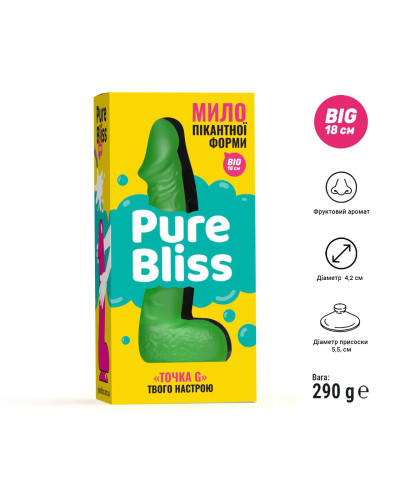 Крафтове мило-член із присоскою Pure Bliss BIG Green, натуральне - Фото №6
