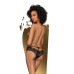 Трусики-бразиліана Penthouse Adore Me L/XL Black, квіткове мереживо, тоненькі ремінці, бантики - Фото №2