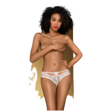 Трусики-бразилиана Penthouse Adore Me S/M White, цветочное кружево, тонкие ремешки, бантики