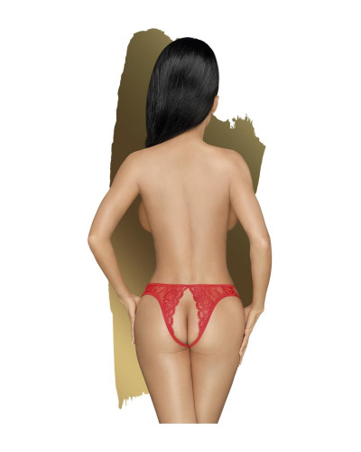 Трусики-тонг Penthouse Naughty Valentine M/L Red, мереживо, відкритий доступ до інтимних зон - Фото №2