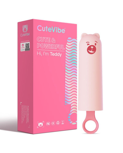Вибратор CuteVibe Teddy Pink (Black Dildo), реалистичный вибратор под видом мороженого - Фото №4