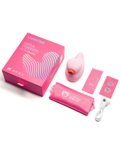 Вакуумний вібратор-качечка CuteVibe Ducky Pink - Фото №5