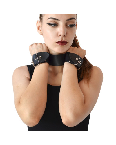 Ошейник с наручниками из натуральной кожи Art of Sex - Bondage Collar with Handcuffs - Фото №2