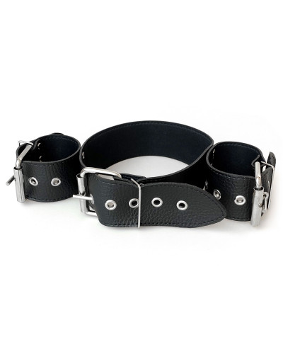 Ошейник с наручниками из натуральной кожи Art of Sex - Bondage Collar with Handcuffs - Фото №4