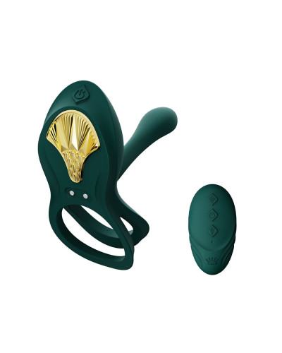 Смарт-ерекційне кільце Zalo - BAYEK Turquoise Green, подвійне з ввідною частиною, пульт ДК - Фото №1