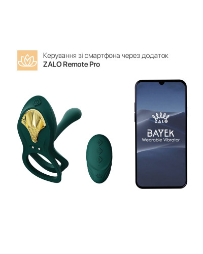Смарт-ерекційне кільце Zalo - BAYEK Turquoise Green, подвійне з ввідною частиною, пульт ДК - Фото №2