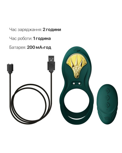 Смарт-ерекційне кільце Zalo - BAYEK Turquoise Green, подвійне з ввідною частиною, пульт ДК - Фото №6