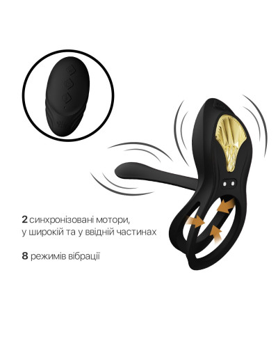 Смарт-ерекційне кільце Zalo - BAYEK Obsidian Black, подвійне з ввідною частиною, пульт ДК - Фото №4