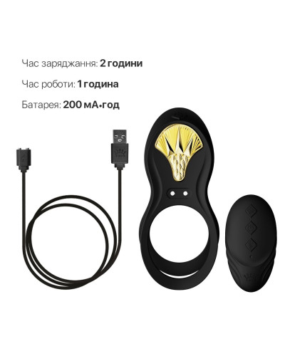 Смарт-ерекційне кільце Zalo - BAYEK Obsidian Black, подвійне з ввідною частиною, пульт ДК - Фото №6