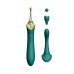 Вагинально-клиторальный вибратор Zalo — Bess Turquoise Green, многофункциональный с насадками - Фото №1