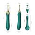Вагинально-клиторальный вибратор Zalo — Bess Turquoise Green, многофункциональный с насадками - Фото №2