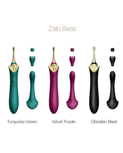 Вагинально-клиторальный вибратор Zalo — Bess Turquoise Green, многофункциональный с насадками - Фото №8