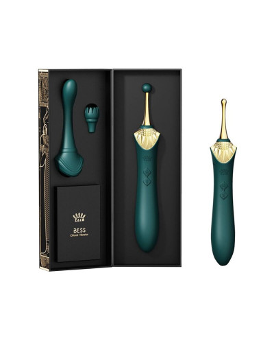 Вагинально-клиторальный вибратор Zalo — Bess Turquoise Green, многофункциональный с насадками - Фото №9