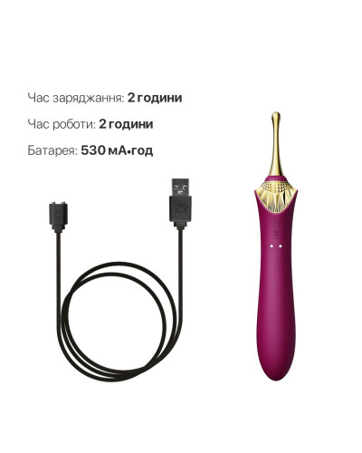 Вагинально-клиторальный вибратор Zalo — Bess Velvet Purple, мультифункциональный с насадками - Фото №6