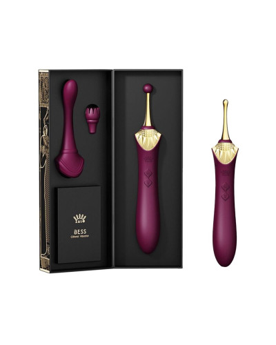 Вагинально-клиторальный вибратор Zalo — Bess Velvet Purple, мультифункциональный с насадками - Фото №9