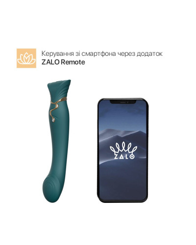 Смартвібратор 3в1 Zalo — Queen Jewel Green, пульсівна перлина та вакуум, кристал Swarovski - Фото №2
