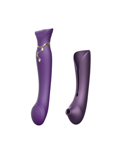 Смартвібратор 3в1 Zalo — Queen Twilight Purple, пульсівна перлина та вакуум, кристал Swarovski - Фото №1
