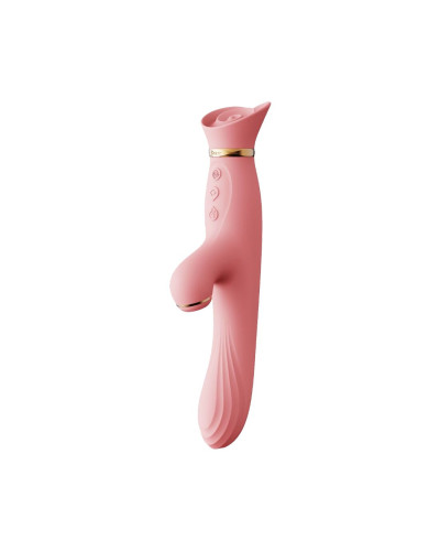 Вібратор з підігрівом та вакуумною стимуляцією клітора Zalo - ROSE Vibrator Strawberry Pink - Фото №1