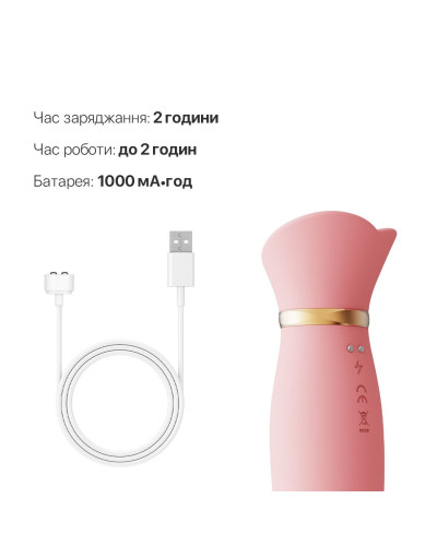 Вібратор з підігрівом та вакуумною стимуляцією клітора Zalo - ROSE Vibrator Strawberry Pink - Фото №6