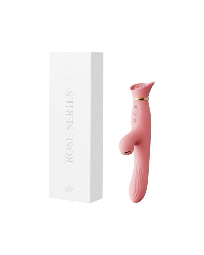 Вібратор з підігрівом та вакуумною стимуляцією клітора Zalo - ROSE Vibrator Strawberry Pink - Фото №9