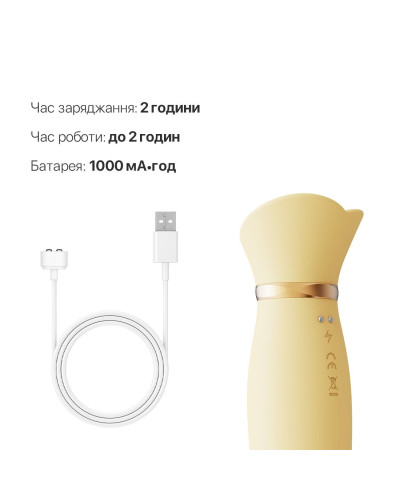 Вібратор з підігрівом та вакуумною стимуляцією клітора Zalo - ROSE Vibrator Lemon Yellow - Фото №6