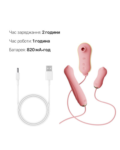 Набір 3в1 Zalo – UNICORN Set Pink, віброяйце, пульсатор, вакуумний стимулятор - Фото №6