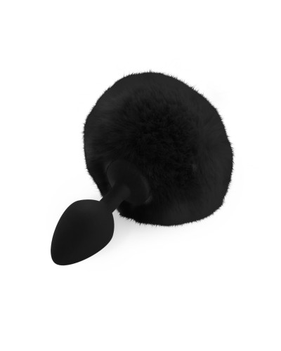 Силиконовая анальная пробка М Art of Sex - Silicone Bunny Tails Butt plug Black, диаметр 3,5 см - Фото №1