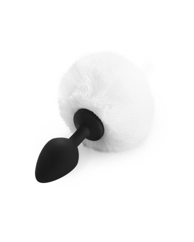 Силиконовая анальная пробка М Art of Sex - Silicone Bunny Tails Butt plug White, диаметр 3,5 см - Фото №1