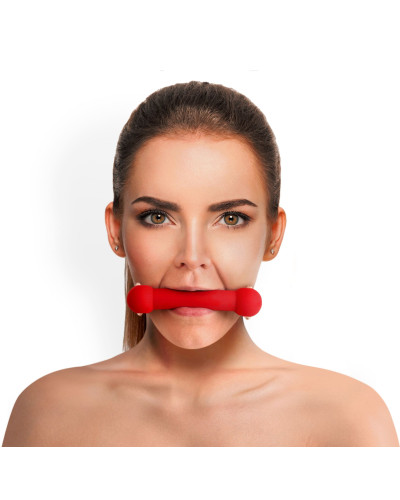 Кляп-палиця на ременях Art of Sex – Gag Stick Silicon, червоний, натуральна шкіра - Фото №1