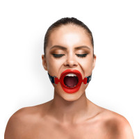 Кляп-расширитель силиконовое кольцо Art of Sex – Gag ring, красный, натуральная кожа