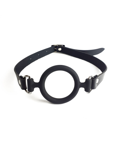 Кляп-розширювач силіконове кільце Art of Sex – Gag Ring, чорний, натуральна шкіра - Фото №2