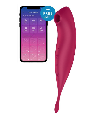 Смарт-вибратор для клитора с вакуумной стимуляцией Satisfyer Twirling Pro+ dark red - Фото №1