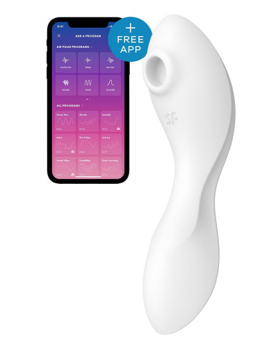 Вакуумний смарт-стимулятор із вібрацією Satisfyer Curvy Trinity 5 (White), керування зі смартфона - Фото №1