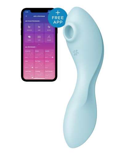 Вакуумный смарт-стимулятор с вибрацией Satisfyer Curvy Trinity 5 (Blue), управление со смартфона - Фото №1