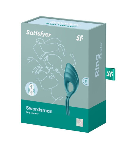 Эрекционное виброкольцо лассо Satisfyer Swordsman Green, крепкая фиксация, 10 режимов, мощный мотор - Фото №4