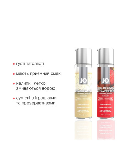 Набір лубрикантів JO Sweet&Bubbly — Champagne & Chocolate Covered Strawberry (2×60 мл) - Фото №5