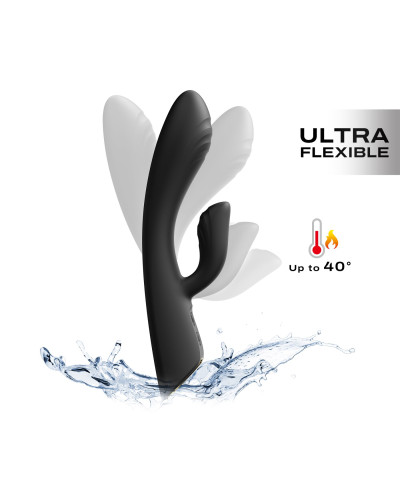 Вібратор-кролик з підігрівом Dorcel FLEXI RABBIT BLACK, гнучкий стовбур - Фото №1