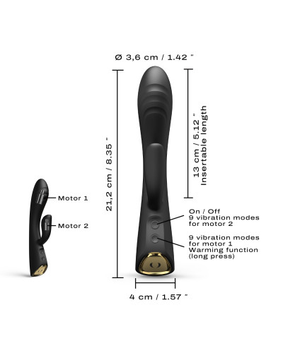 Вібратор-кролик з підігрівом Dorcel FLEXI RABBIT BLACK, гнучкий стовбур - Фото №5