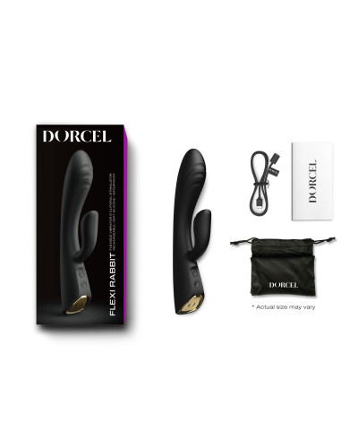 Вібратор-кролик з підігрівом Dorcel FLEXI RABBIT BLACK, гнучкий стовбур - Фото №7