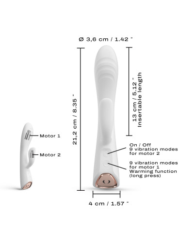 Вібратор-кролик з підігрівом Dorcel FLEXI RABBIT WHITE, гнучкий стовбур - Фото №5