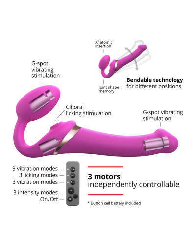 Безремневой вибрострапон с вакуумной стимуляцией Strap-On-Me MULTI ORGASM Fuchsia M, регулируемый - Фото №2