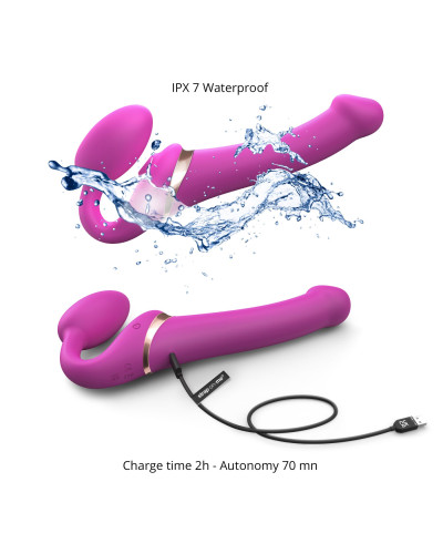 Безремневой вибрострапон с вакуумной стимуляцией Strap-On-Me MULTI ORGASM Fuchsia M, регулируемый - Фото №3