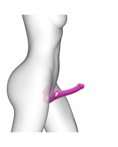 Безремневой вибрострапон с вакуумной стимуляцией Strap-On-Me MULTI ORGASM Fuchsia M, регулируемый - Фото №4