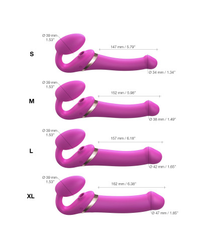 Безремневой вибрострапон с вакуумной стимуляцией Strap-On-Me MULTI ORGASM Fuchsia M, регулируемый - Фото №5