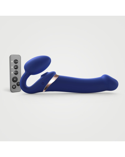 Безремінний вібрострапон з вакуумною стимуляцією Strap-On-Me MULTI ORGASM Blue L, регульований - Фото №1