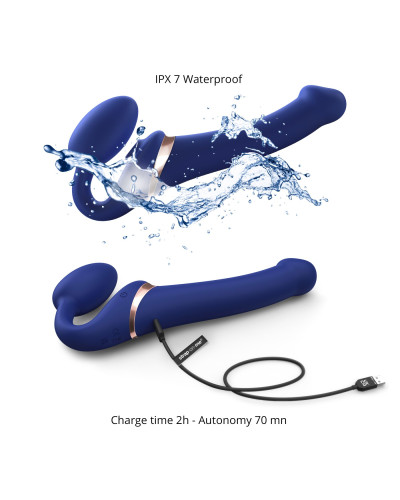 Безремінний вібрострапон з вакуумною стимуляцією Strap-On-Me MULTI ORGASM Blue L, регульований - Фото №4