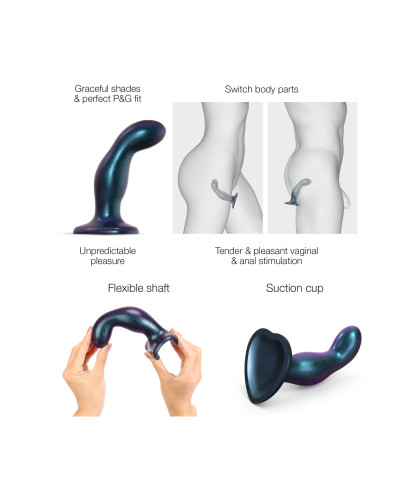 Дилдо Strap-On-Me DILDO PLUG SNAKY METALLIC BLUE, размер M, диаметр 4 см, вводимая длина 15,3 см - Фото №3