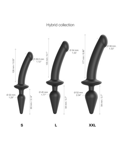 Анальна пробка з дилдо 2в1 Strap-On-Me SWITCH PLUG-IN DILDO Black S, діаметр 3,3/2,9 см - Фото №4