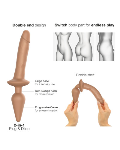 Анальна пробка з дилдо 2в1 Strap-On-Me SWITCH PLUG-IN REALISTIC DILDO Caramel S, діаметр 3,3/2,9 см - Фото №2