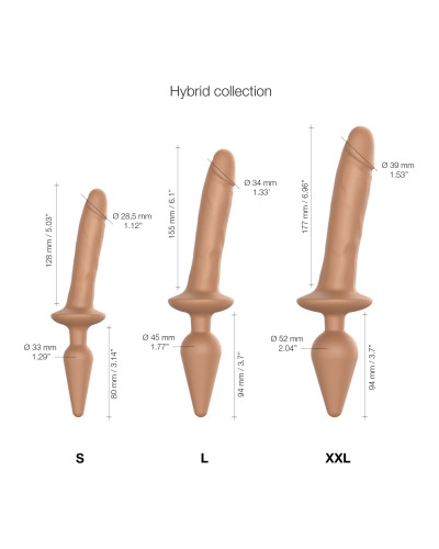 Анальна пробка з дилдо 2в1 Strap-On-Me SWITCH PLUG-IN REALISTIC DILDO Caramel S, діаметр 3,3/2,9 см - Фото №4
